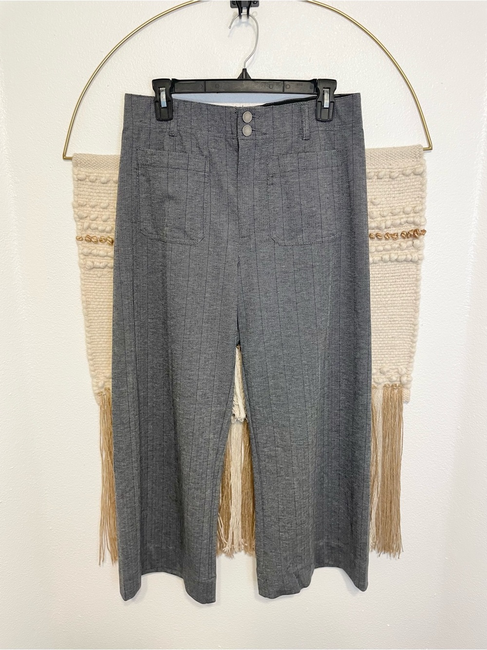 Democracy Ab Solution Cropped Wide Leg Herringbone Pants 10